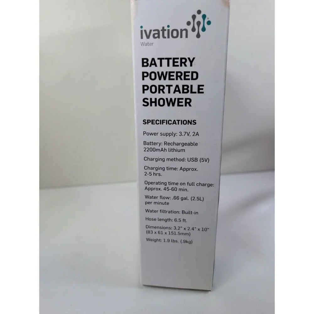 Ivation Portable‎ Shower Battery New Open Box